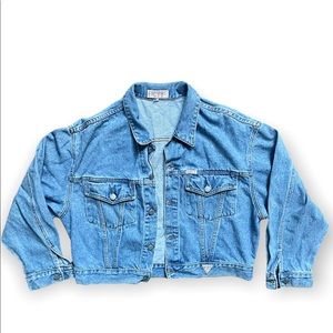 Vintage Cropped Guess Light-wash Denim Jacket